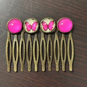 Pink Butterfly Decorative Hair Comb